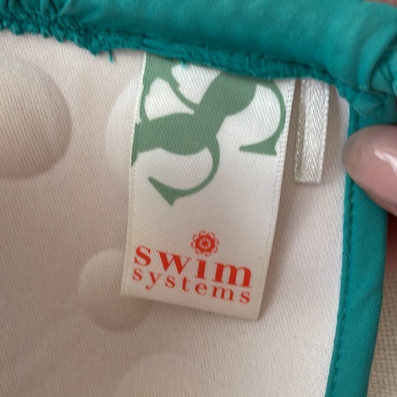Swim Systems triangle bikini top. Size DD. Color Teal. - Picture 4 of 5